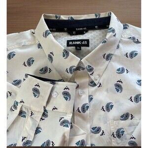 Rank 45 Men's Long Sleeve Button Down Paisley Print Western Cowboy Shirt Size XL